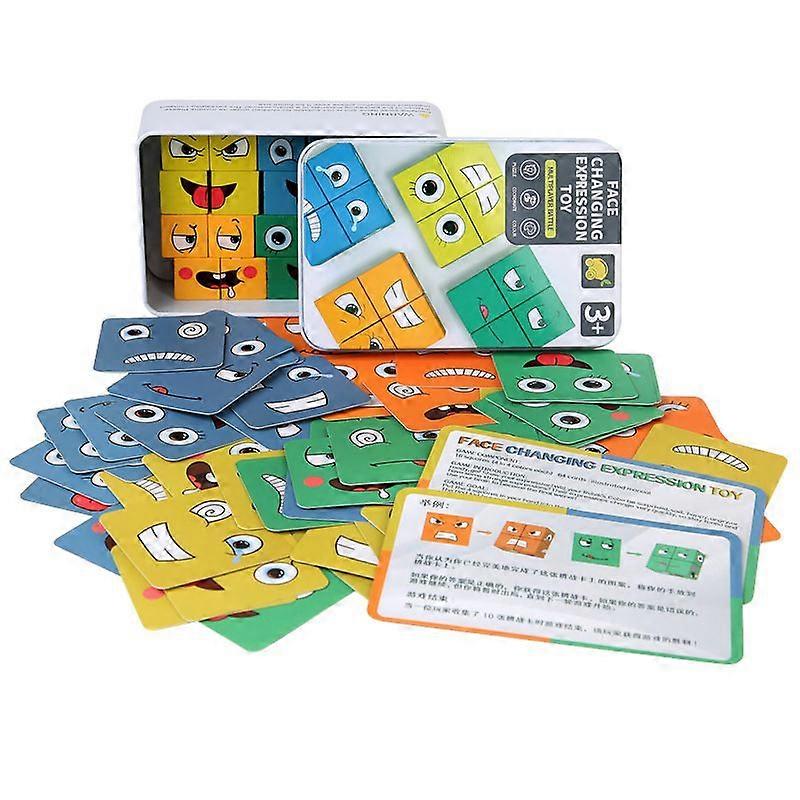 Expression Puzzle Face Change Building Blocks Learning Educational Match Toy