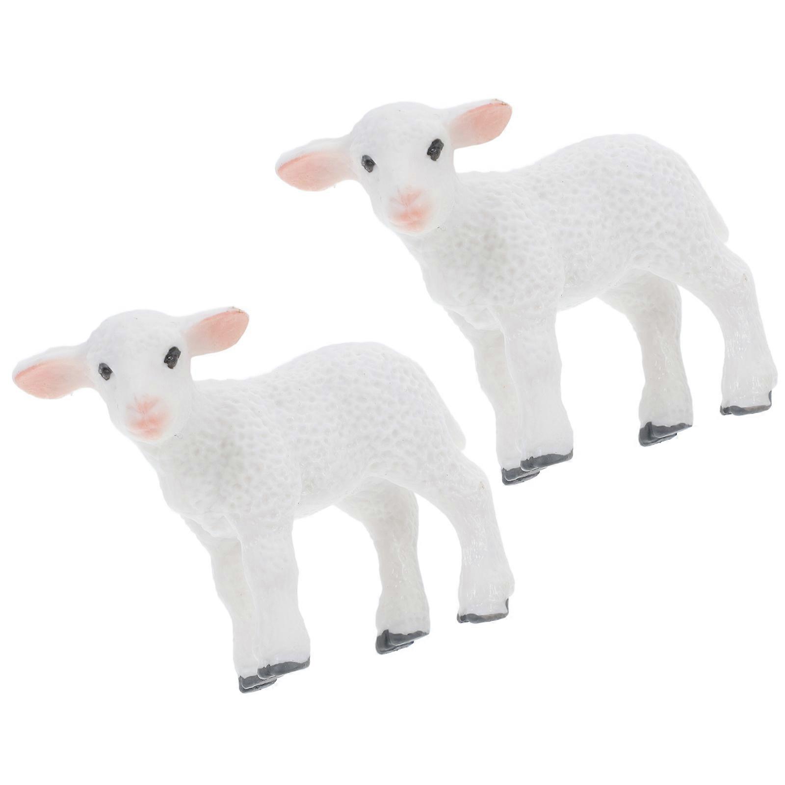 Decorative Lamb Figurine Plastic Artware for Household Decor 2Pcs