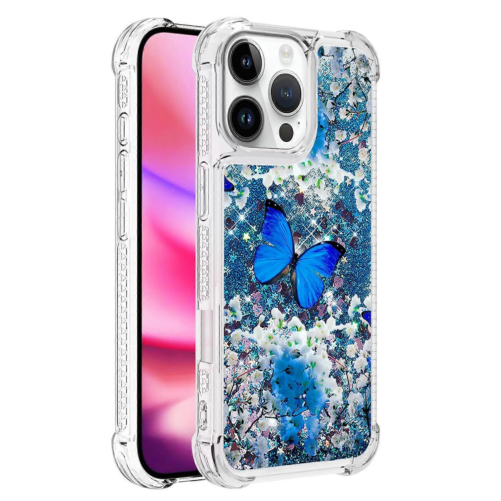 For iPhone 16 Pro Max TPU Case with Quicksand and Pattern Printed