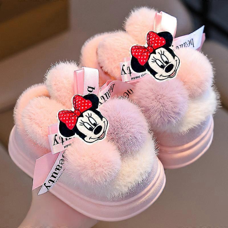 Disney Minnie New Children Cotton Shoes slippers Winter Girl mickey mouse Warm Casual Shoes Baby Autumn Girls Toddler Shoes