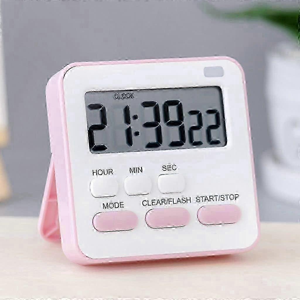 Mini Magnetic Cooking Timer with Alarm Clock Function, Pink Countdown Stopwatch for Kitchen Use
