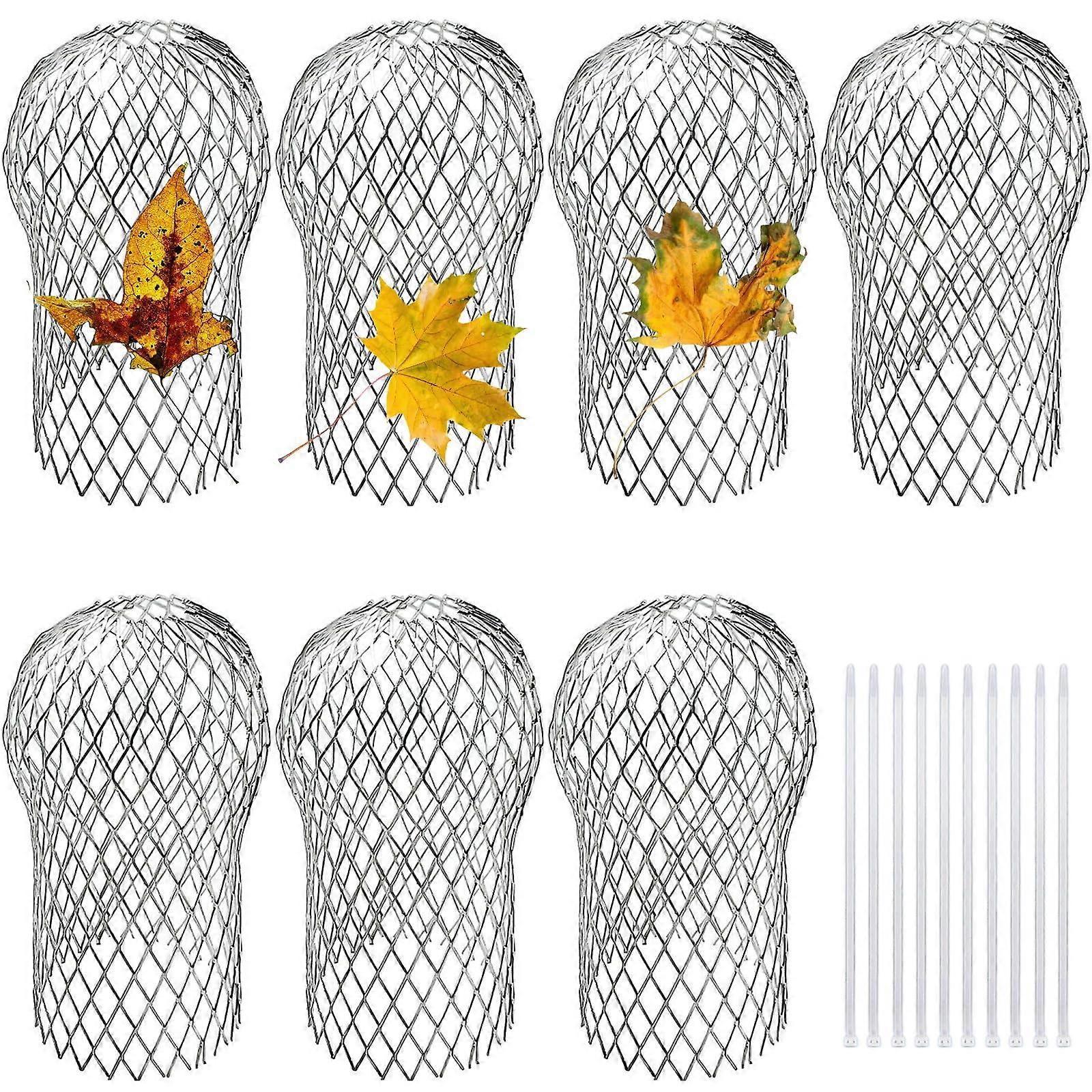 7 Pack Aluminum Gutter Guard Mesh Downspout Filter Strainer, Adjustable Leaf and Rodent Protector