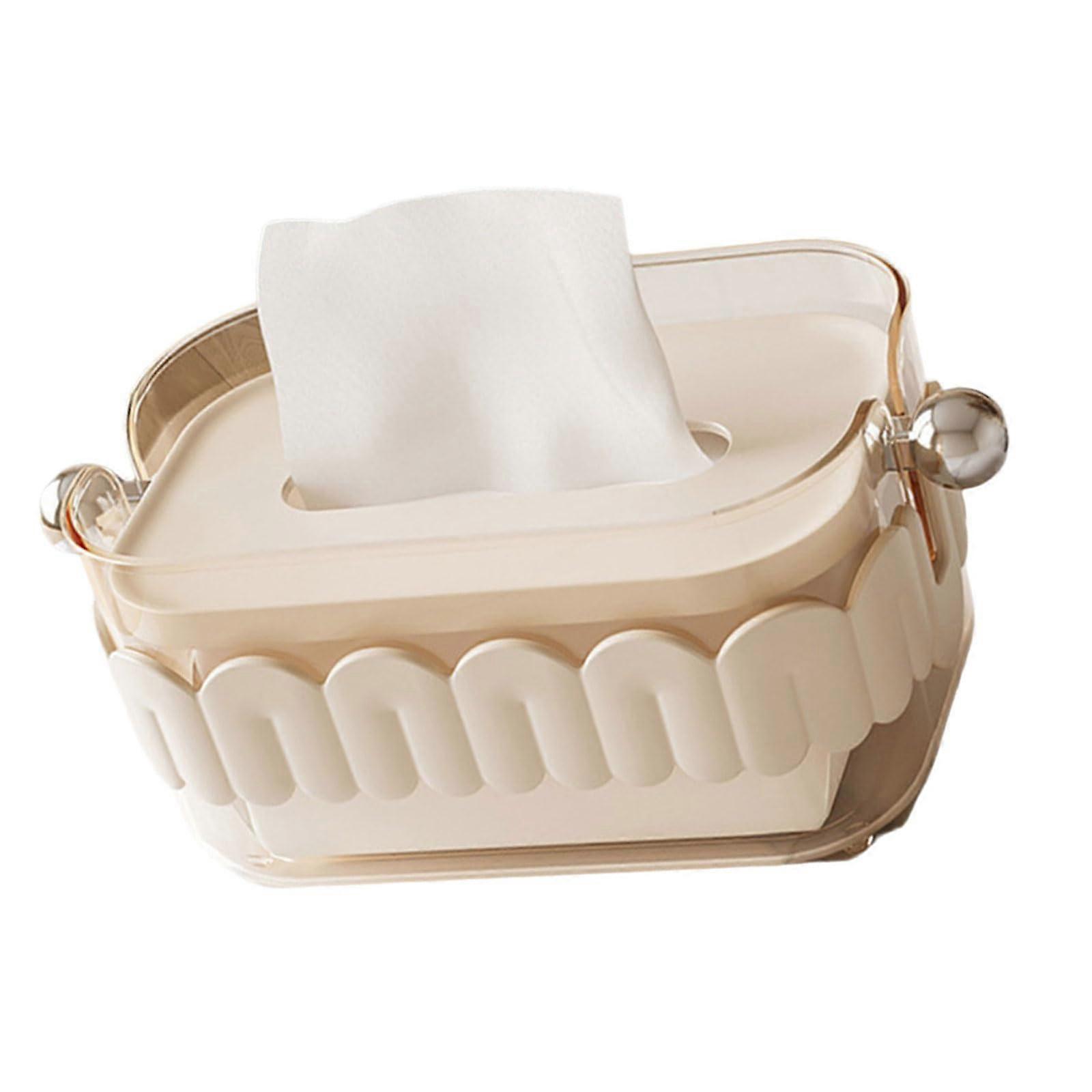 Multipurpose Tissue Box Holder with Easy Access, Space Saving for Home, Kitchen, Car, Cream White
