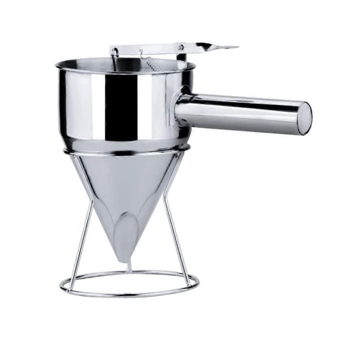Stainless Steel Pancake Batter Dispenser with Stand, Spring Control Piston Funnel for Baking