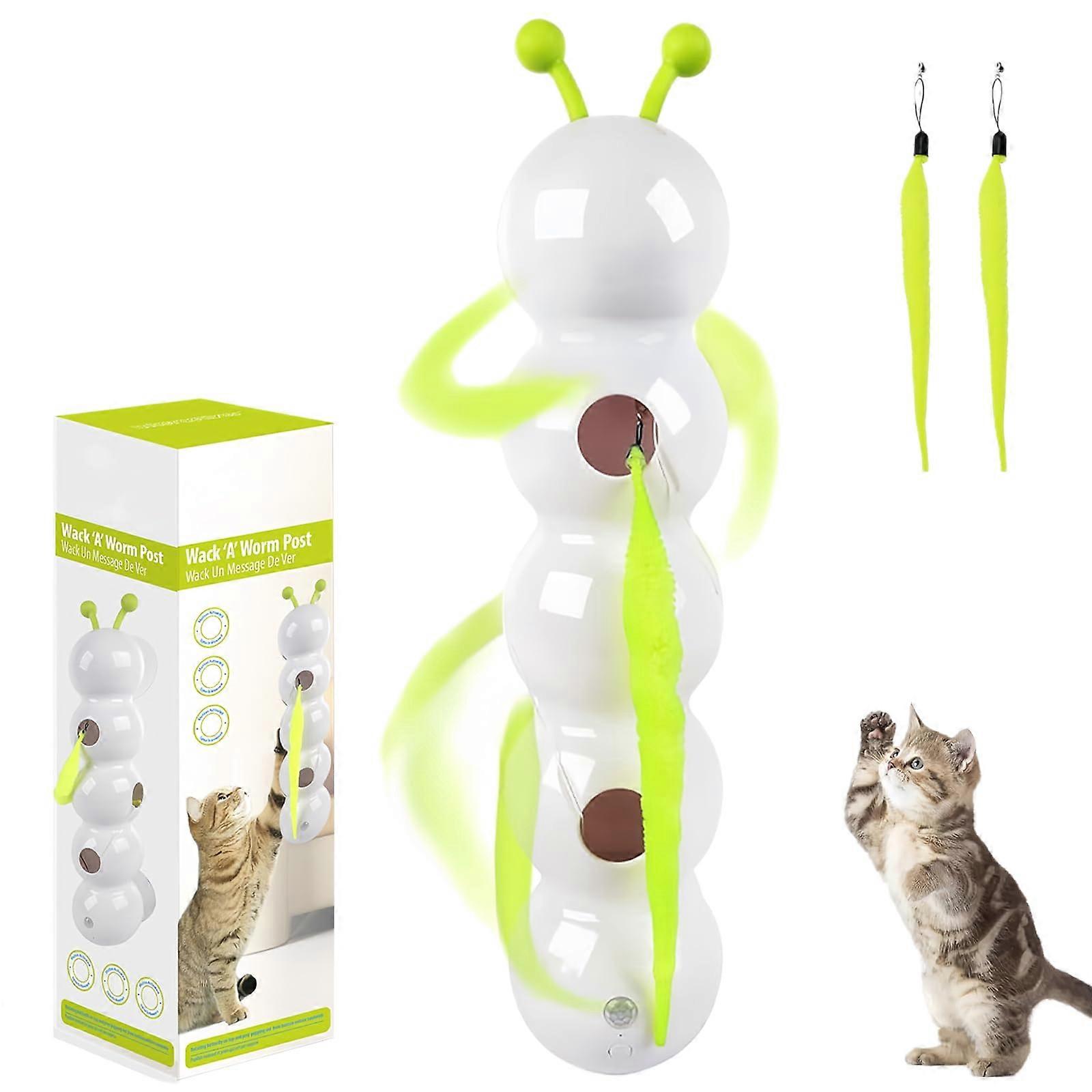 Interactive Cat Toy with Smart Motion Worm Design, Wall and Window Mounted Teaser for Indoor Cats