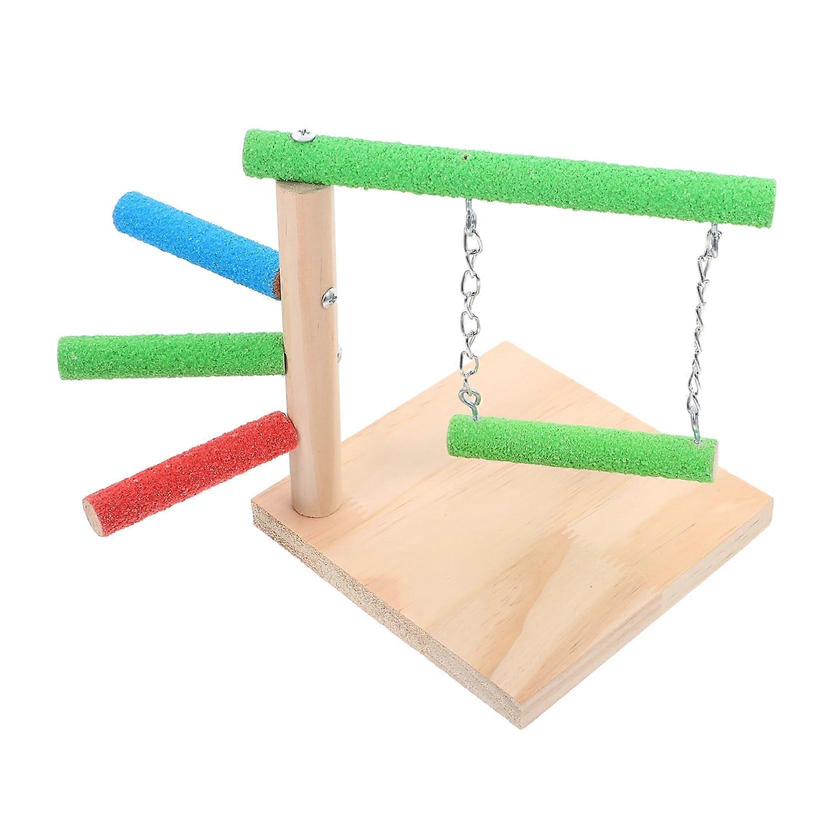 MultiTier Wooden Bird Perch Stand for Parrots with ChewingFriendly Tabletop Play Platform