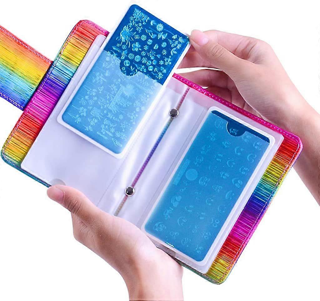 20 Slots Nail Art Stamping Plate Organizer Bag Colorful Rectangular Holder Case for Storage
