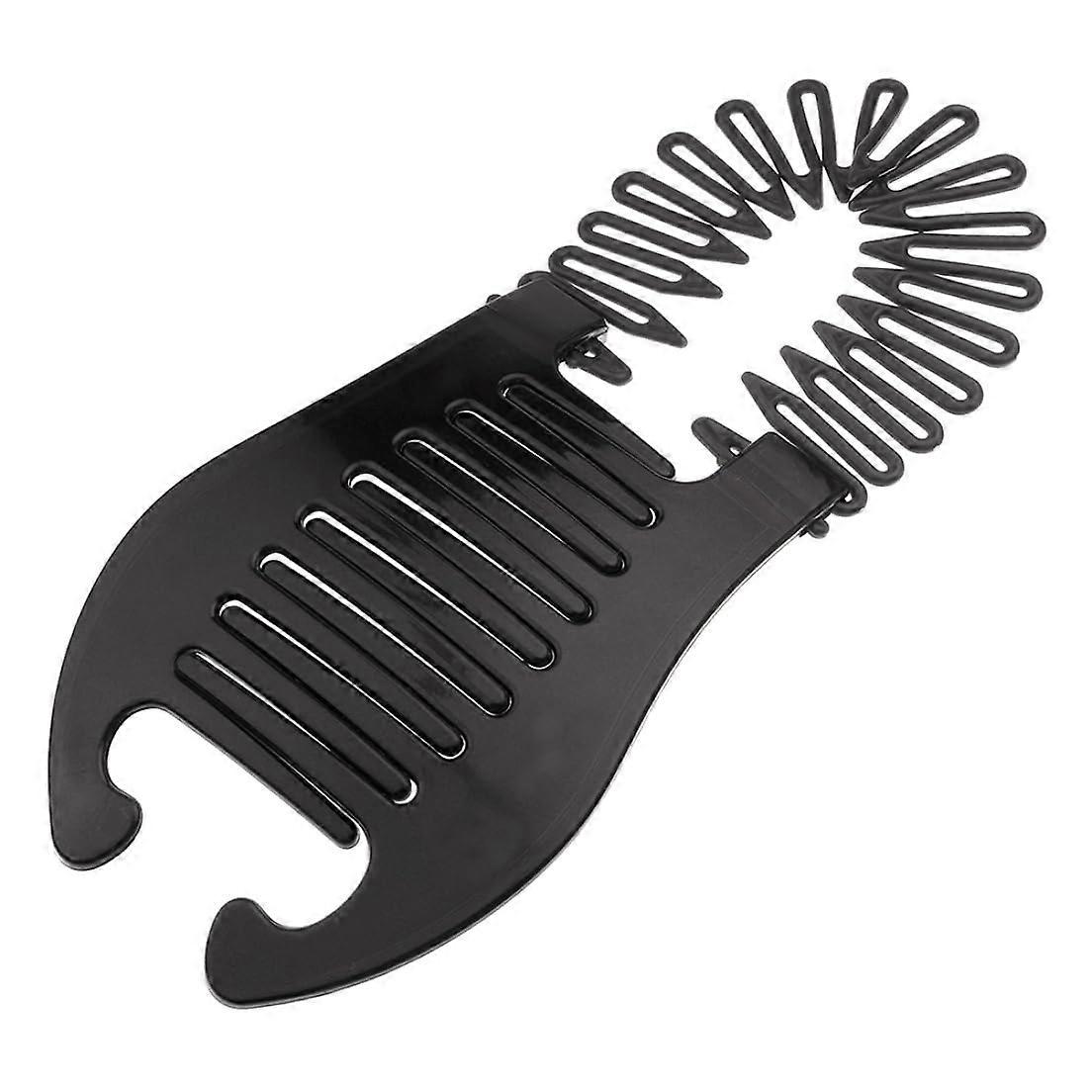 Black Interlocking Banana Hair Clip with Bendable Styling Comb for Fast Updo and Secure Grip