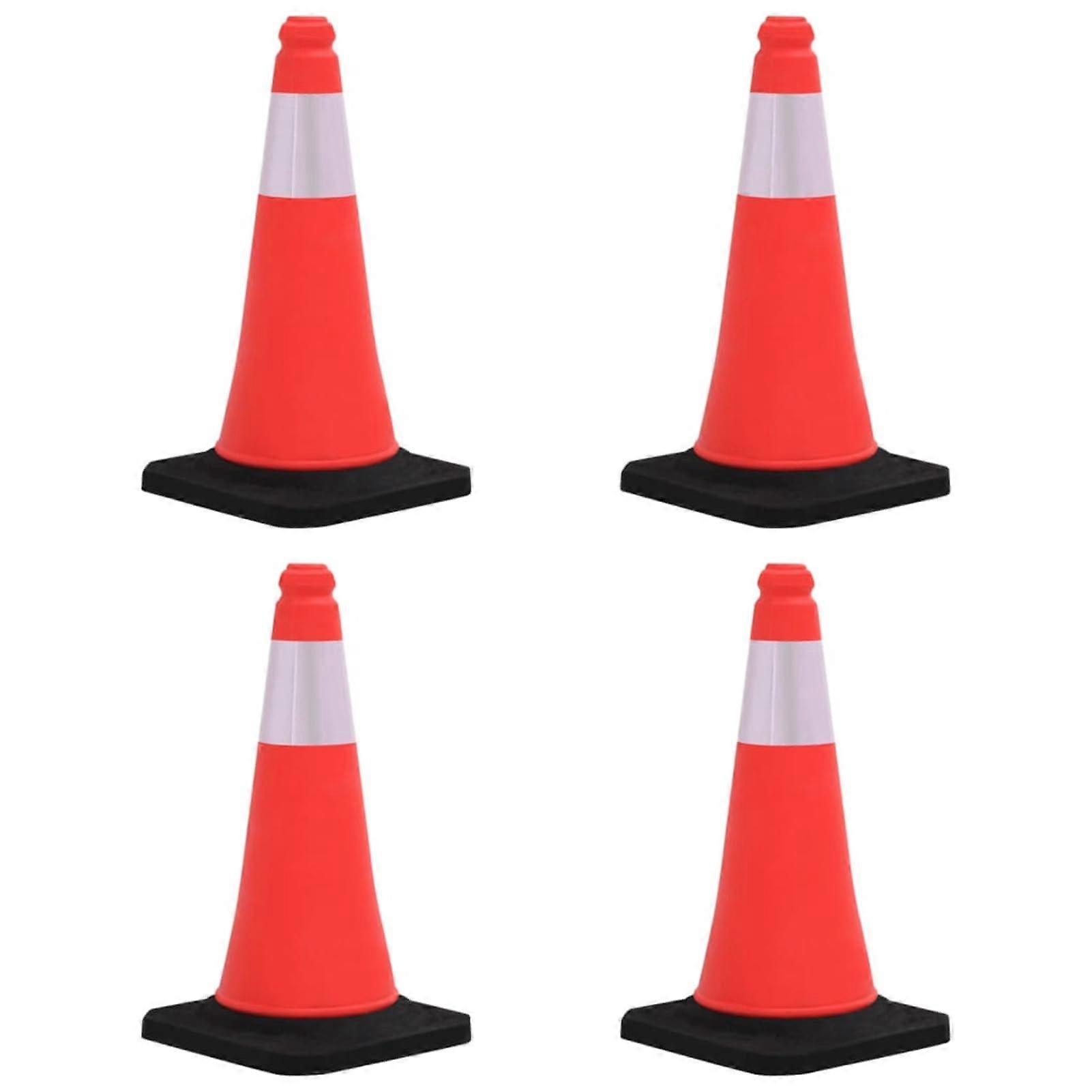 Reflective Traffic Cones 4 pcs 50cm Heavy Base Stackable  Visibility Road Safety Cones Outdoor