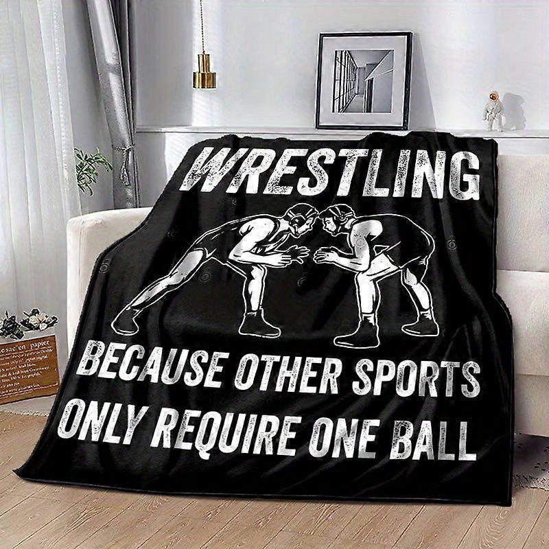 Wrestling-Themed Soft Polyester Blanket Cozy Digital Print Knit for Napping Camping