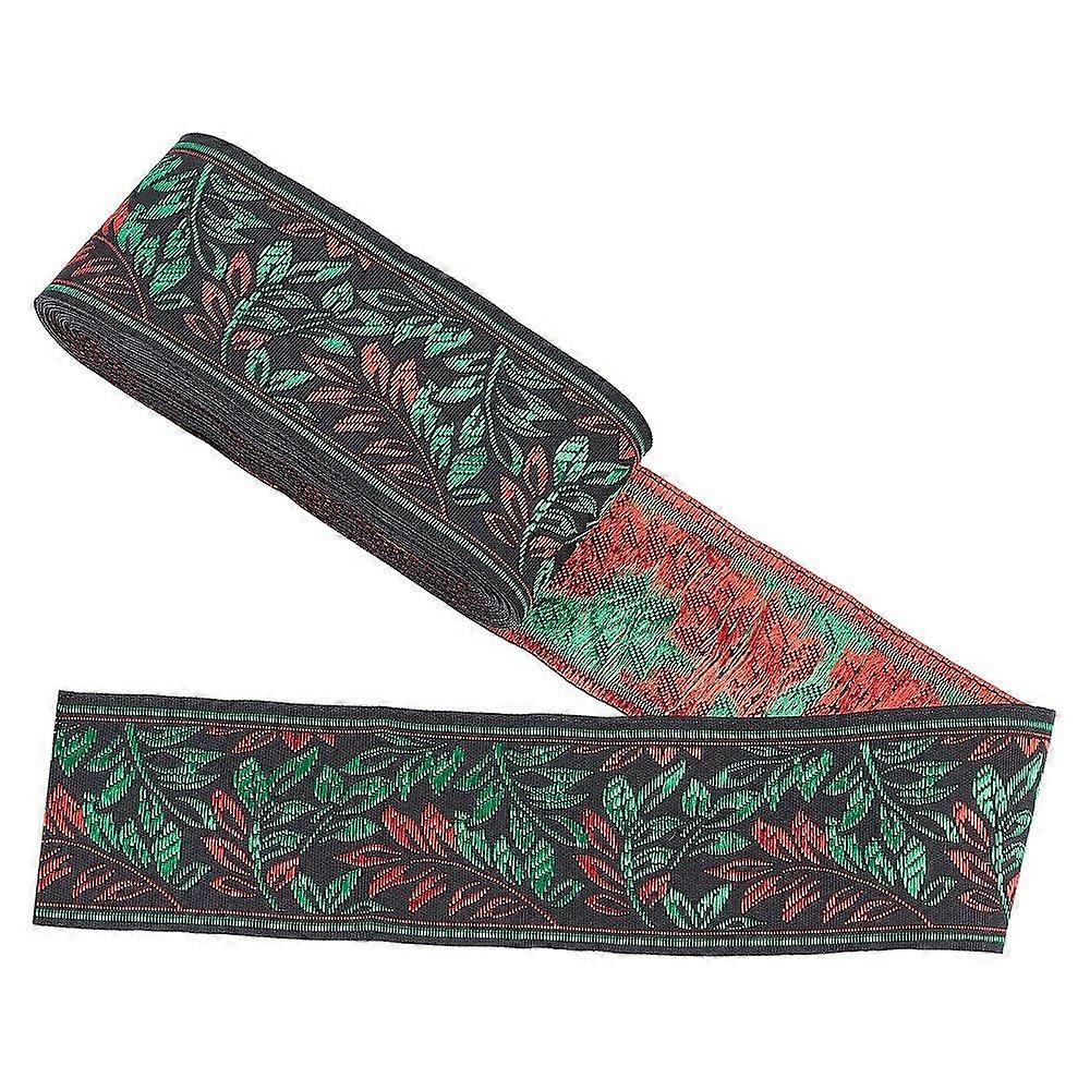 Ethnic style Polyester Ribbon Garment Accessories Leaf Pattern 2 inch(50mm) 7.66 Yards(7m)/roll 1 roll/bag