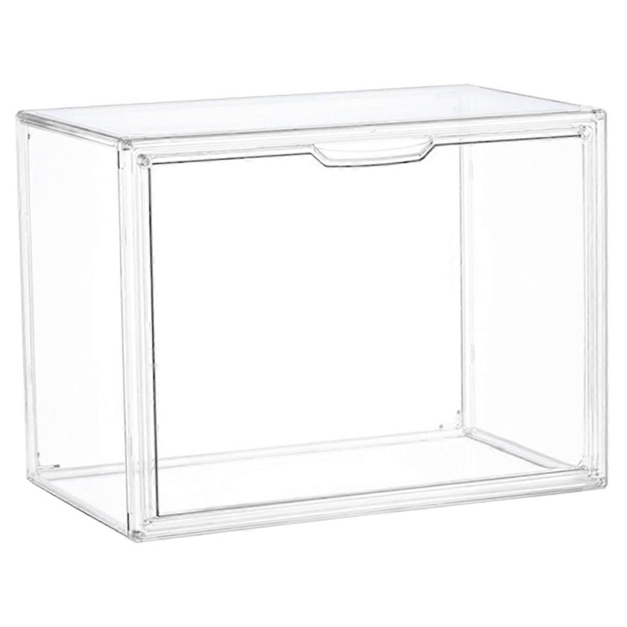 Clear Shoe Storage Box with Magnetic Lock Front Door, Stackable Dustproof Sneaker Display Case