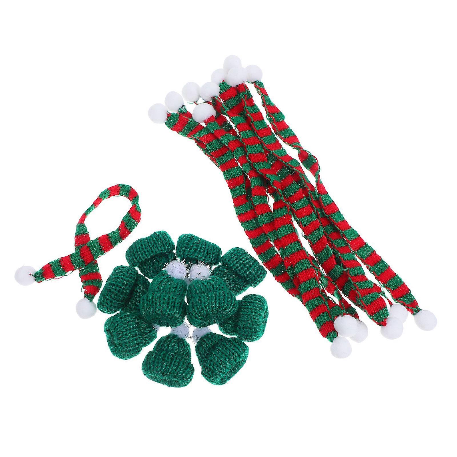 DIY Christmas Decorations with Knit Hat Scarf 10Sets