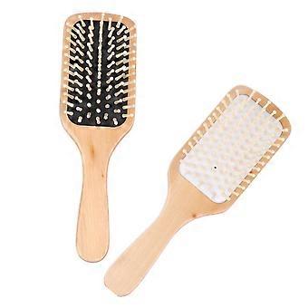 Conjunto de 2 pentes de madeira para desembaraçar suavemente e massagear o couro cabeludo, tamanho ideal para viagens e para todos os tipos de cabelo.