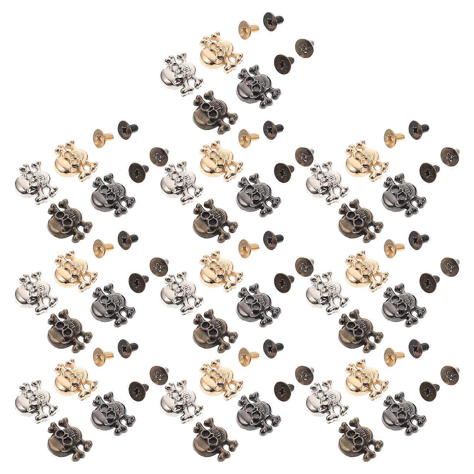 Skull Rivets Crafting Studs Punk Style Clothing Accessory Gold 40Sets