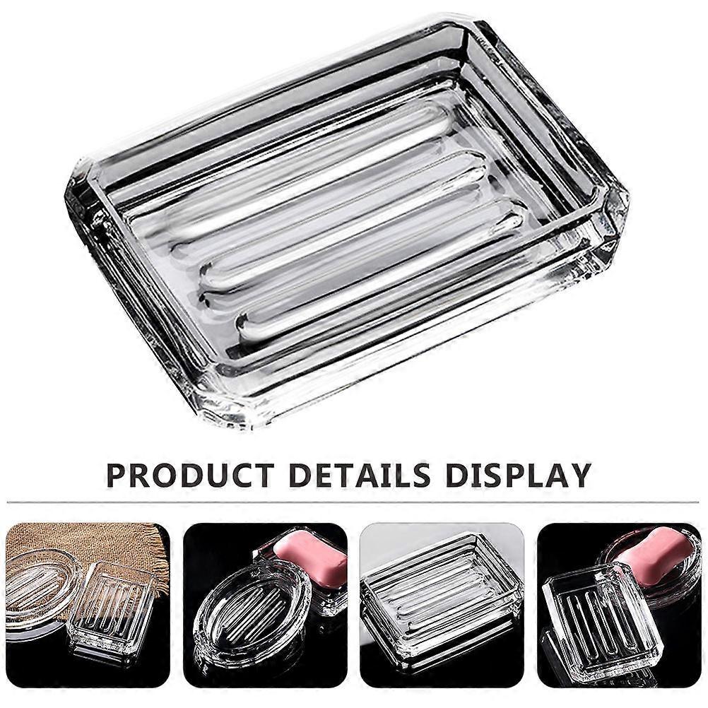 Transparent Soap Case with Lid Delicate Bathroom Soap Storage Rack Zero Volatile Organic Compounds 1 Set