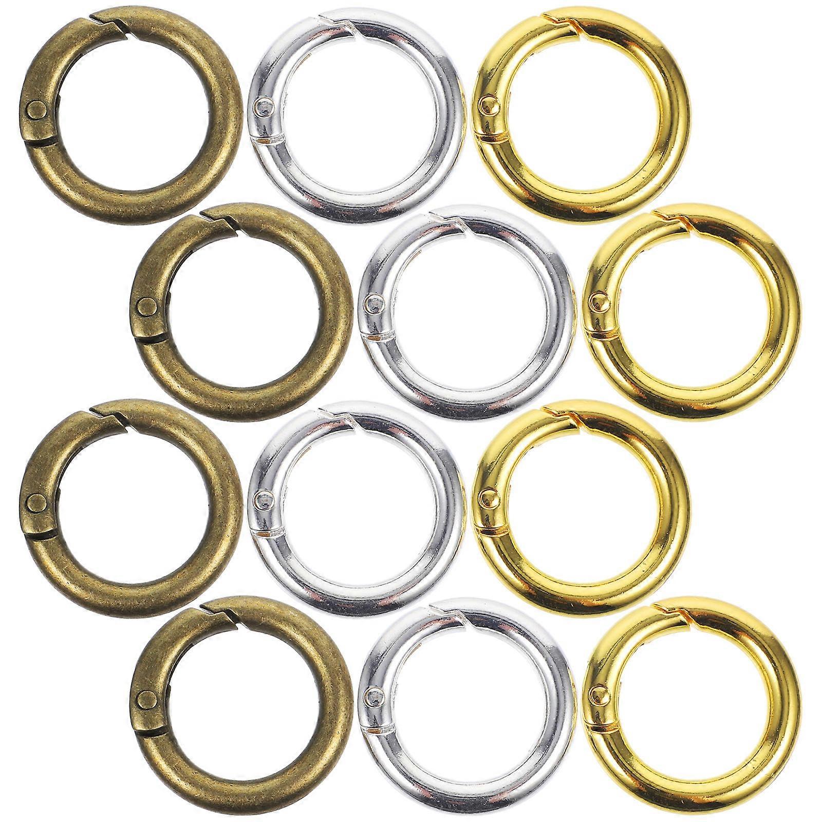 Spring O-Rings Round Snap Buckles for Keychains 45Pcs Alloy Bulk