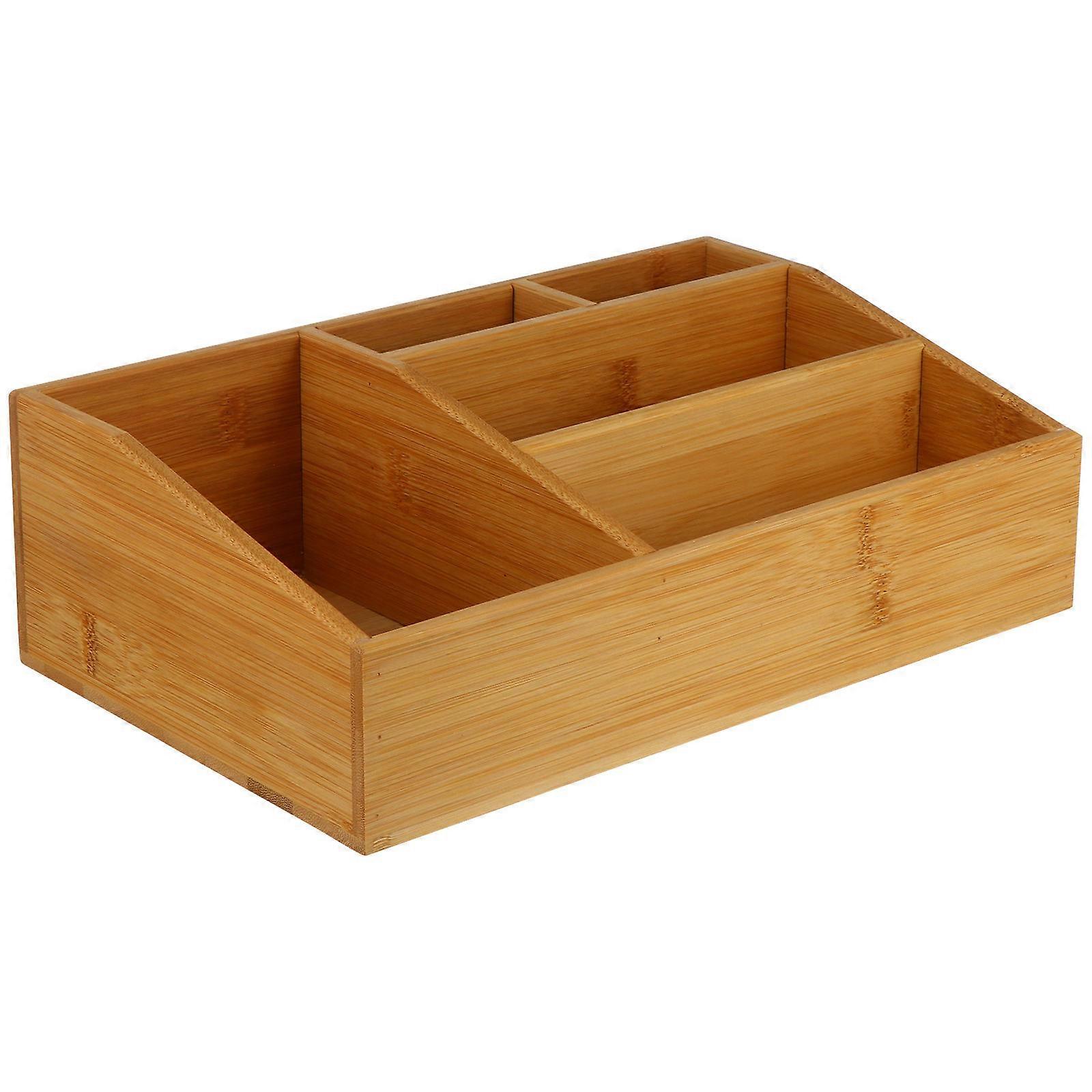 Bamboo Desktop Storage Holder Multi-Function Used 2Pcs Organizing Box