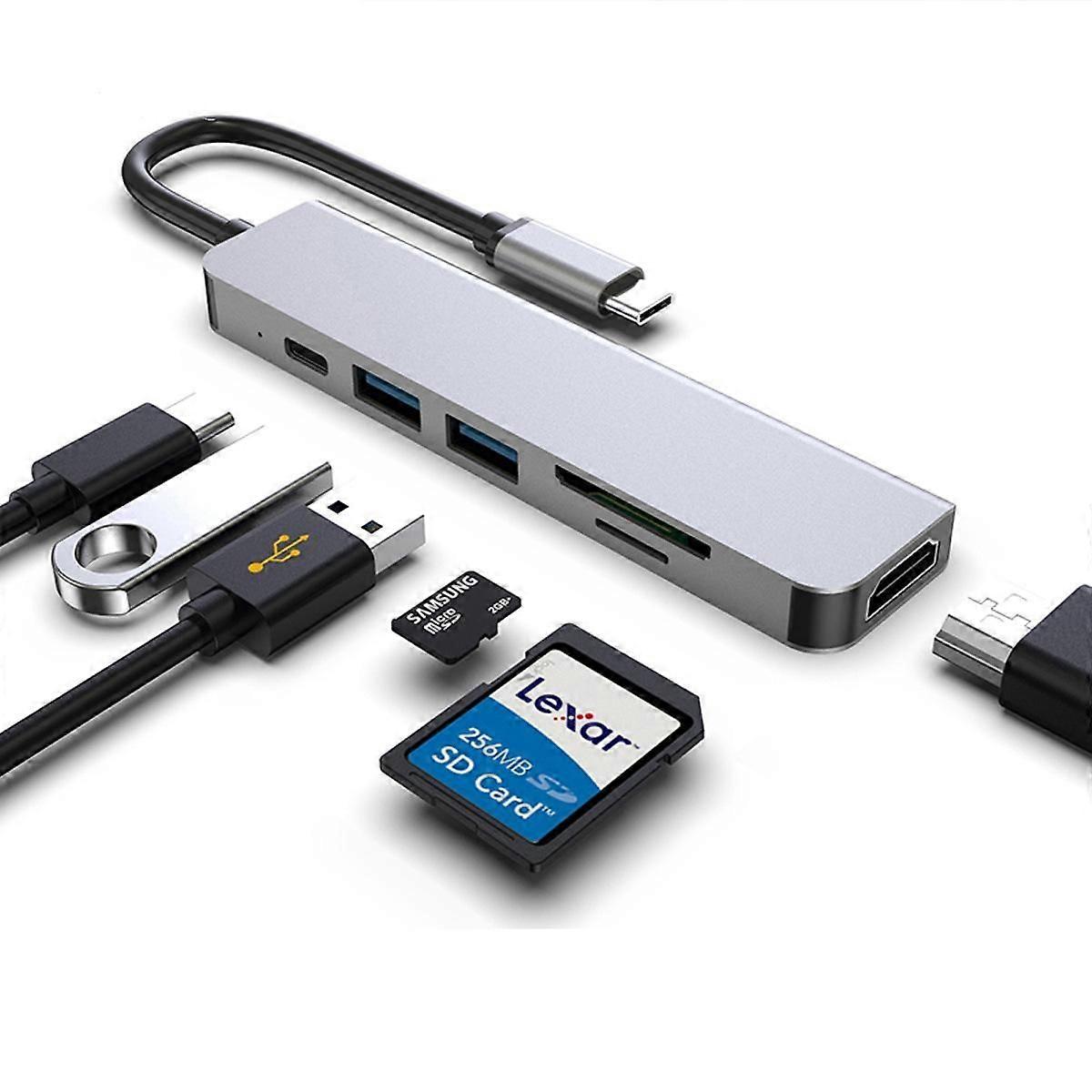 Six-in-one Type-C docking station USB3.1 to HDMI/TF/SD/PD multi-function notebook expansion HUB