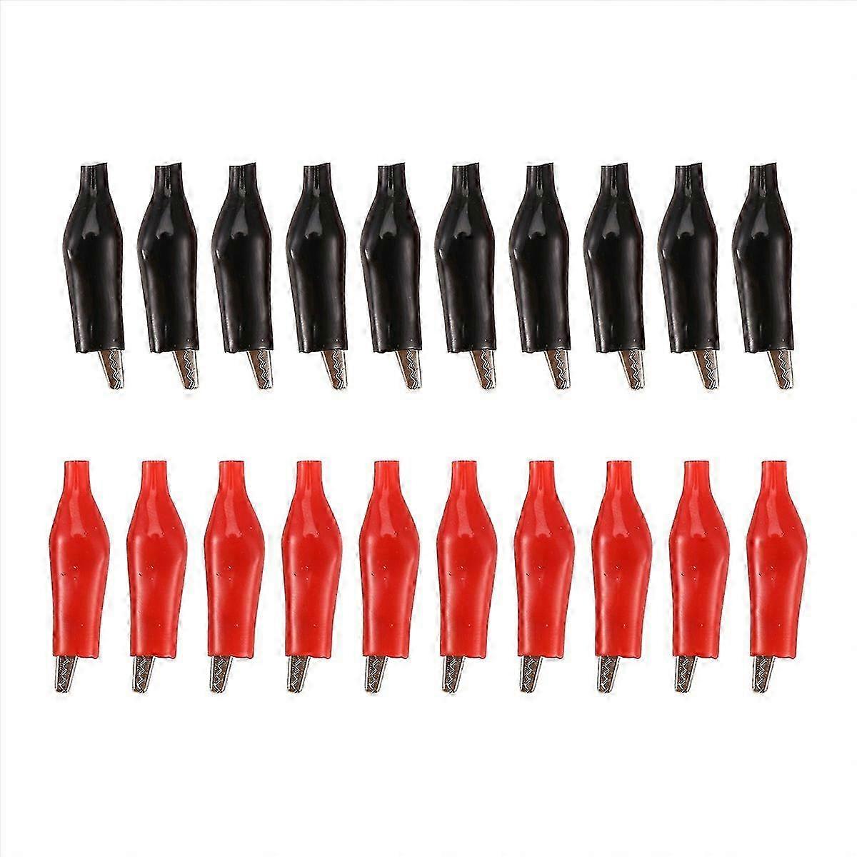 20 Pcs Black Red Soft Plastic Coated Testing Probe Alligator Test Clip