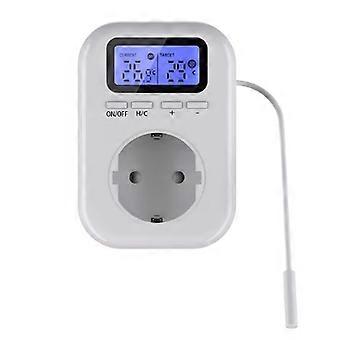 220V temperaturregulatorplugg med sensor, digital termostatplugg, stikkontakt termostatbryter for drivhus EU-plugg