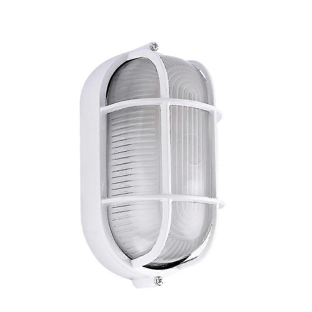 Oval Bulkhead Lamp With Wire Guard And Glass Diffuser,(1pcs,white