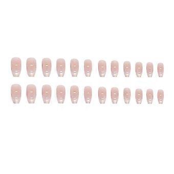 24pcs Glossy Resin Press on Nails, Blusher Aurora Ballerina Light Pink, Easy Application Reusable Fake Nails for Women and Girls