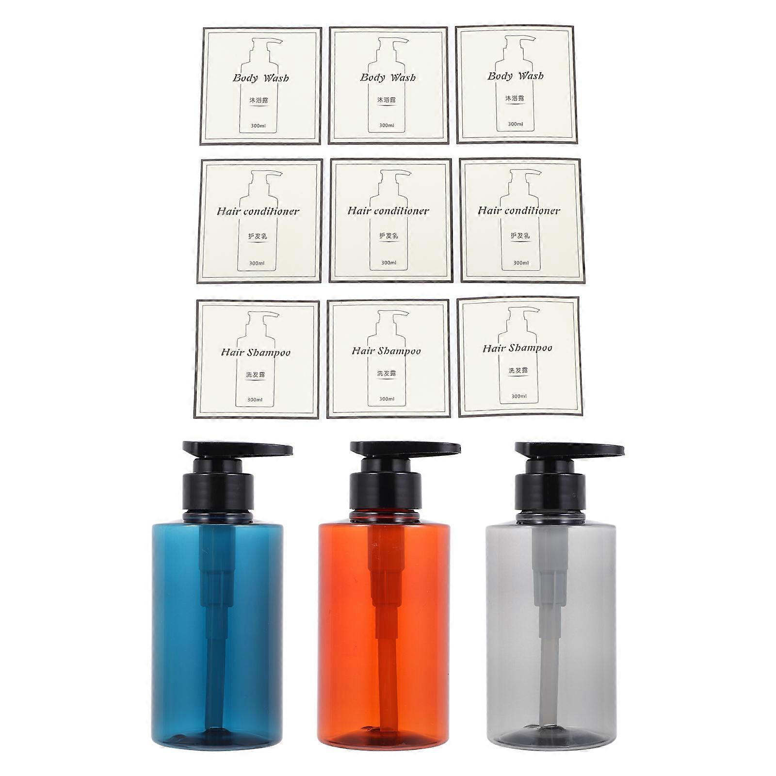 3sets Press-type Bottle Simple Home Shower Gels Container Bath Accessory
