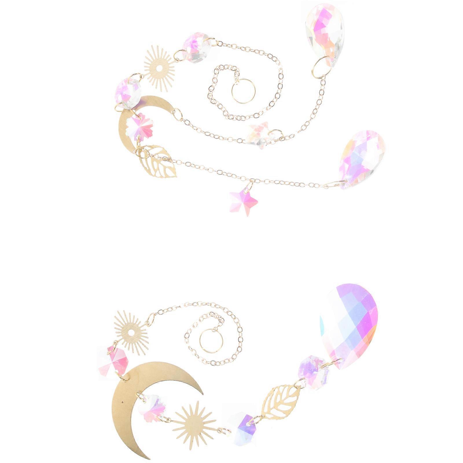 2Pcs Crystal Hanging Sun Catcher for Window Assorted Decoration
