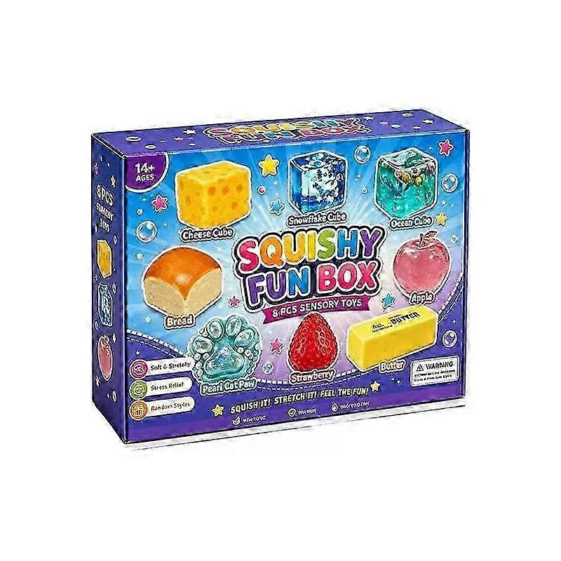 8-pack Squishy Box Mjuka Långsamt Risande Squeeze Fidget Leksaker_rsb2