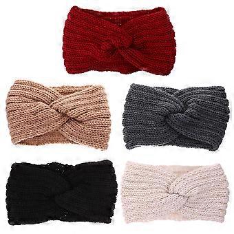 Warmes Häkelstirnband, Winterstrickstirnband für Damen, 5er-Pack Haarbänder