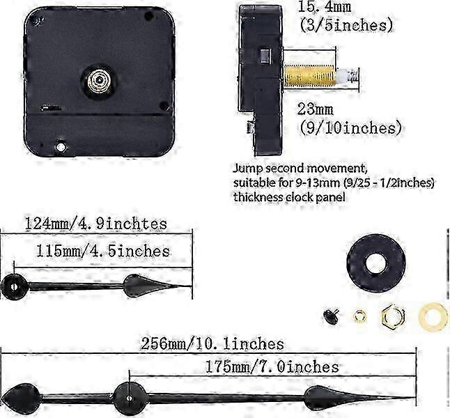 Compact Quartz Clock Movement, High-torque Second-jumping, Including Hardware & 2 Clock Hands