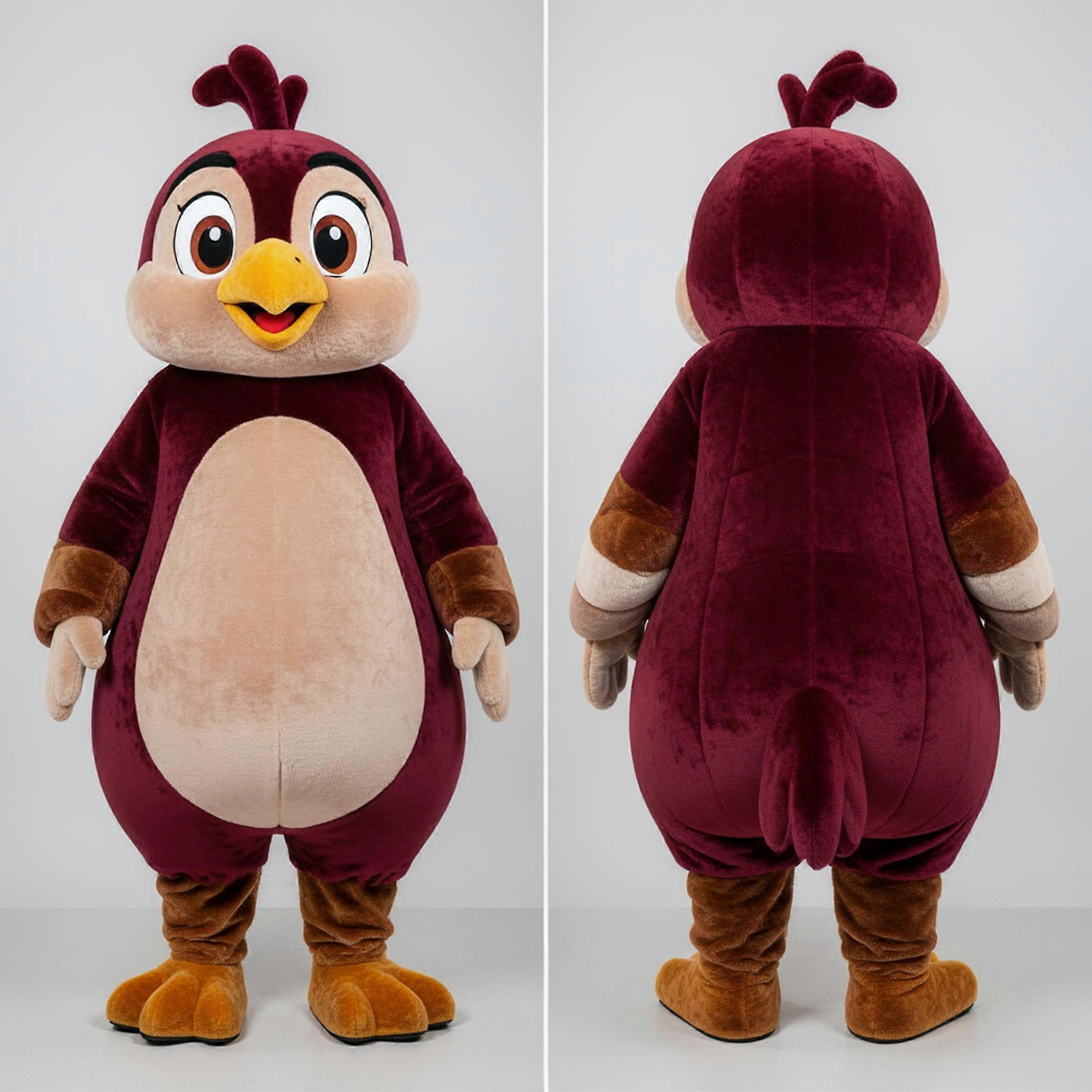 MASTICOT Maroon Feathered Quail Mascot