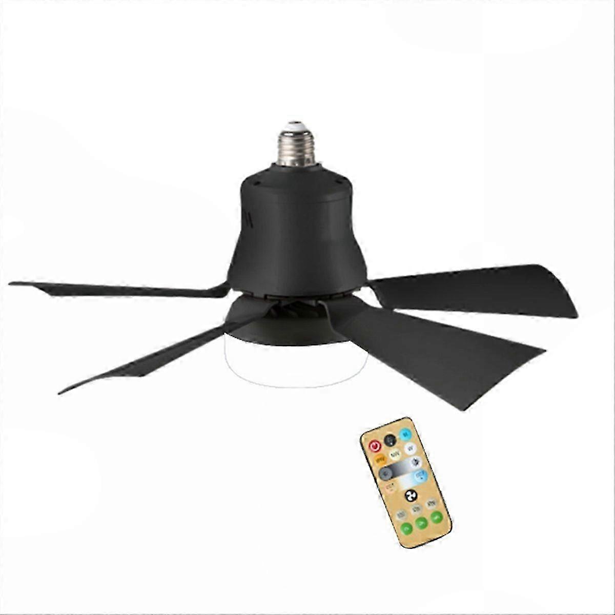 Convenient Remote Control Socket Fan Light, E27, 40W Capacity, 5m Range, Black