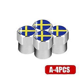 4 stuks Auto Styling Zweden Vlag Embleem Wiel Band Ventielen Band Luchtdoppen Geval voor Volvo V70 XC60 S60 V60 V40 Decoratie Accessoires shry