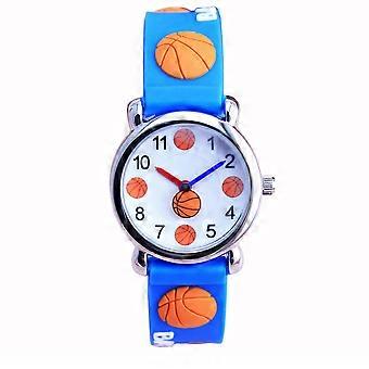 Verstelbaar kinderhorloge voor jongens met cartoon basketbalpatroon, 1 stuk.