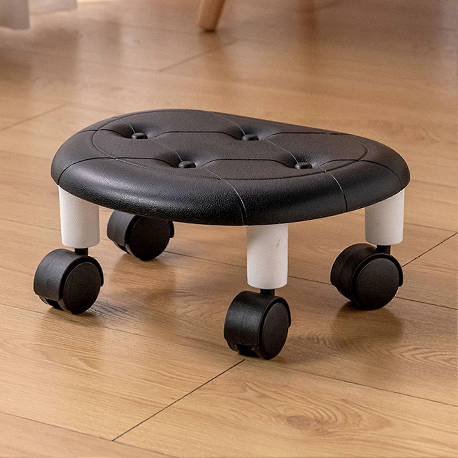 Compact Black Swivel Rolling Stool