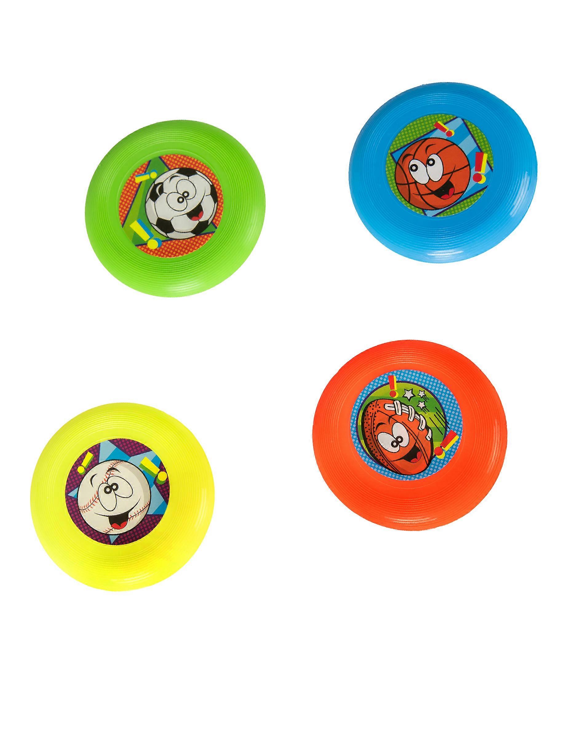 Piñata accessories 4 multicolored frisbees 9 cm