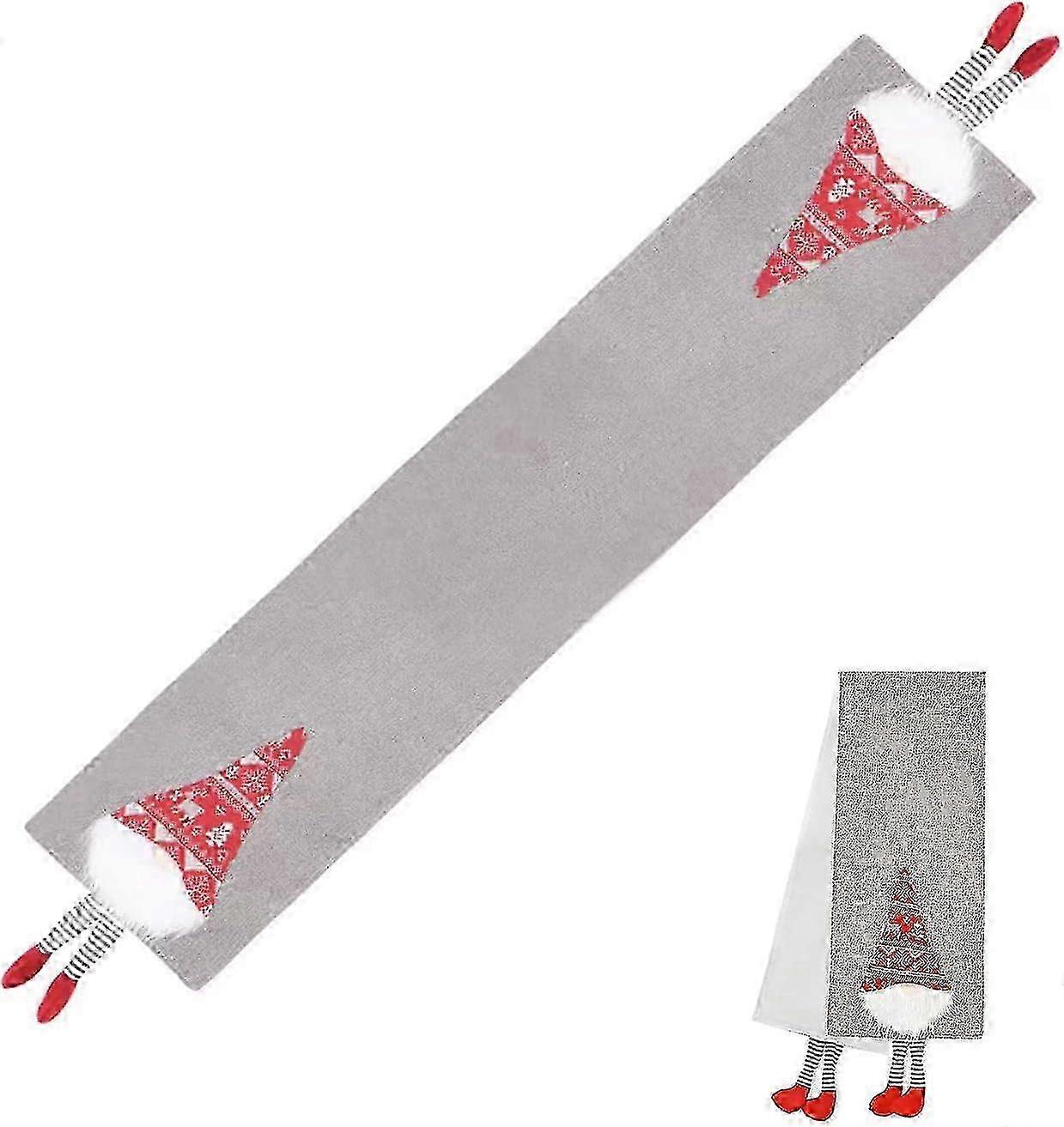 Modern Gray Gnome Table Runner Linen