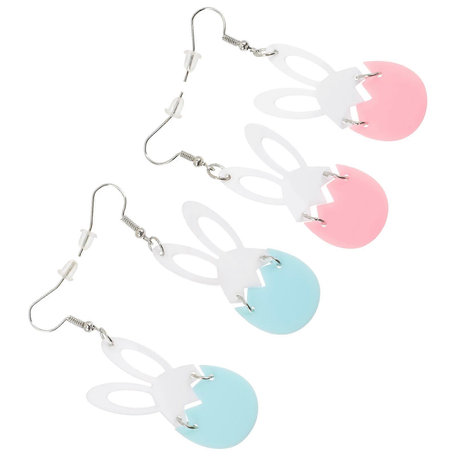 Easter Egg Earrings Acrylic Bunny Shape Ear Drops 2Pairs