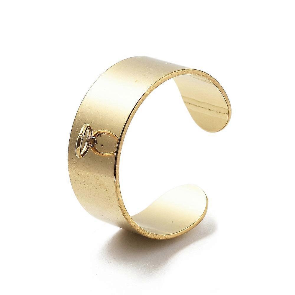 30pcs 304 Stainless Steel Open Cuff Ring Components Loop Ring Base  golden 8mm Hole: 3mm Adjustable