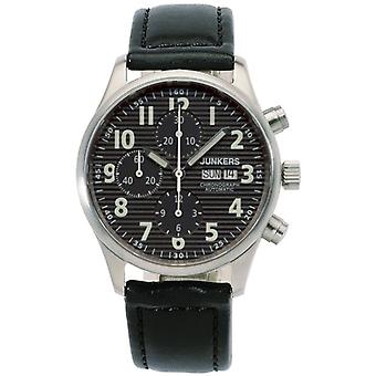 Korrugerad plåt Ju52 automatisk analog herrklocka med cowskin armband 6218-2