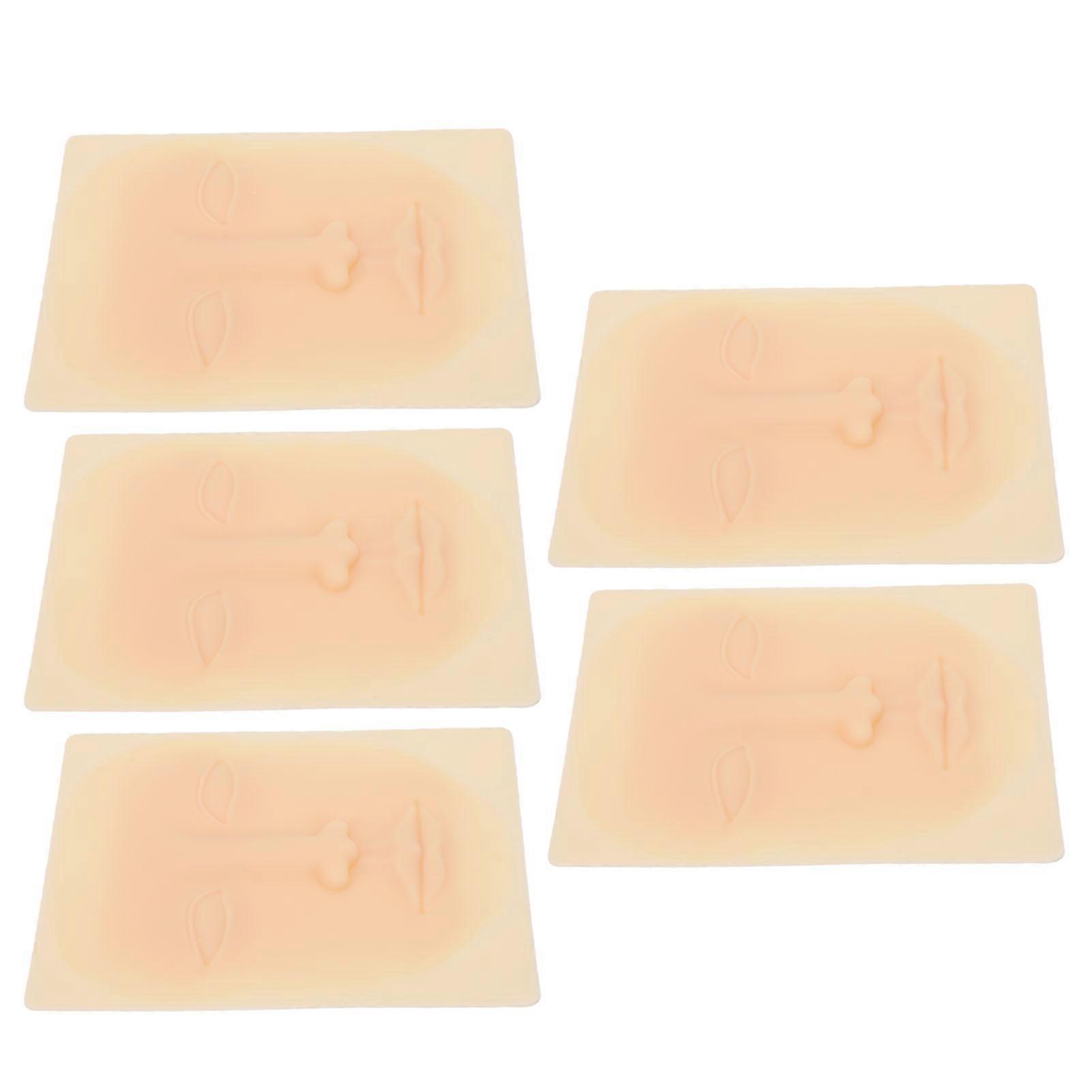 5 Pcs Face Practice Skin Face Soft Silicone Reusable Microblading Practice Skin for Permanent Makeup