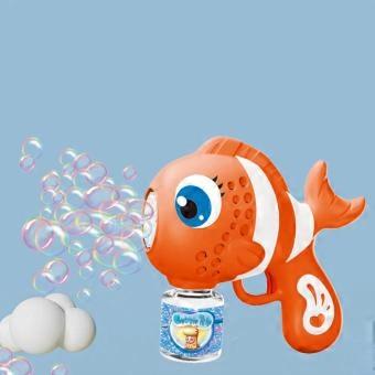 Handheld Bubble Maker Fish Shaped Automatic Leakproof Soap Bubble Blower Machine for Children Orange