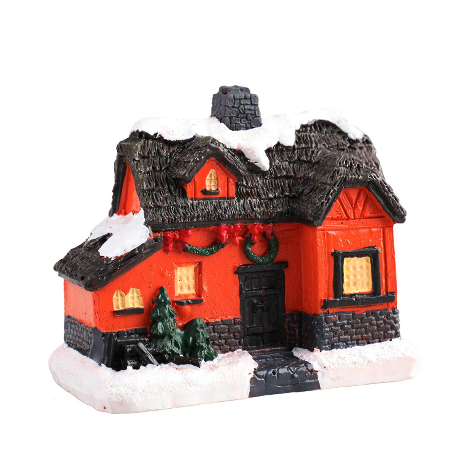 Christmas Decors For Tables With Lights Snowy Village Farmhouse Resin Statue Home Decor Accents