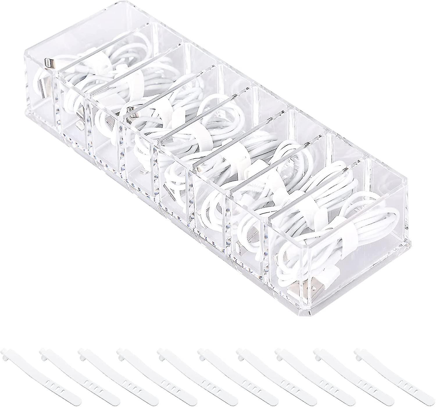 1 Pack Plastic Cable Management Box With 10 Wire Ties