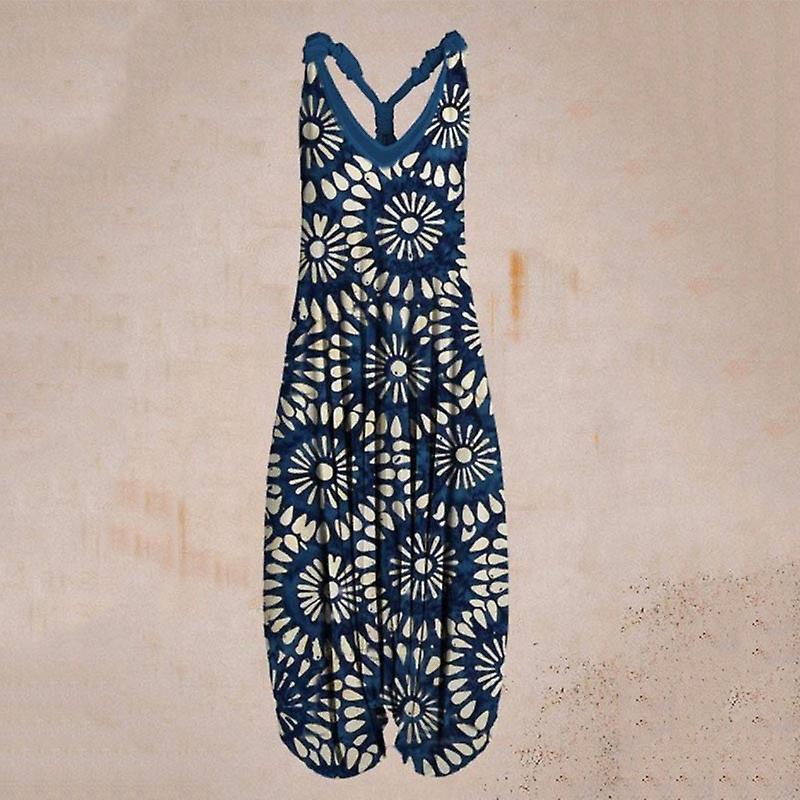 Womens Baggy Harem Dungarees Overalls Hippie Boho Jumpsuit Stripe Romper Playsuit