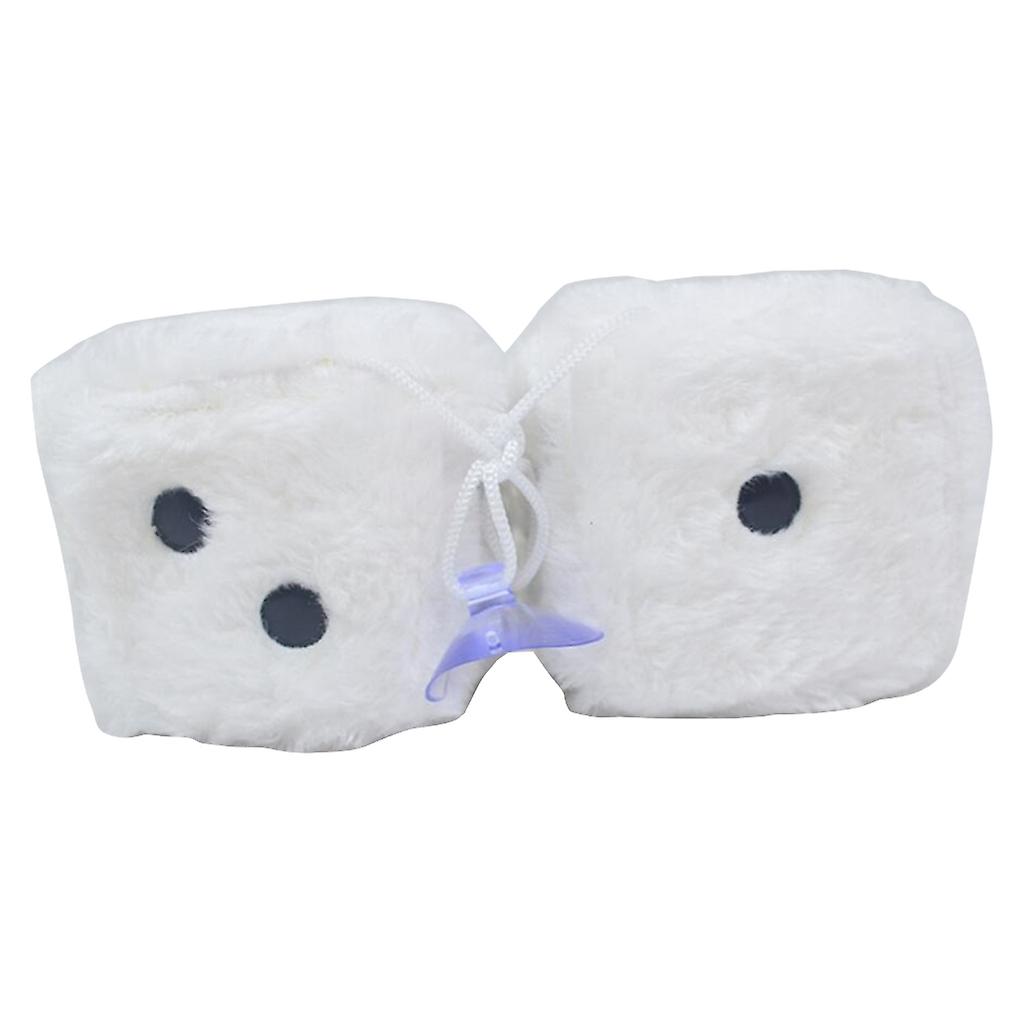 Square Dice Pendant Fuzzy Plush Dice with Dot for Car Rearview Mirror 1 Pair