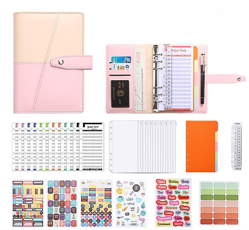A6 Binder Budget Planner Notebook Covers Folder Size 6 Hole Pockets Plastic Zipper Money Saving Envelope