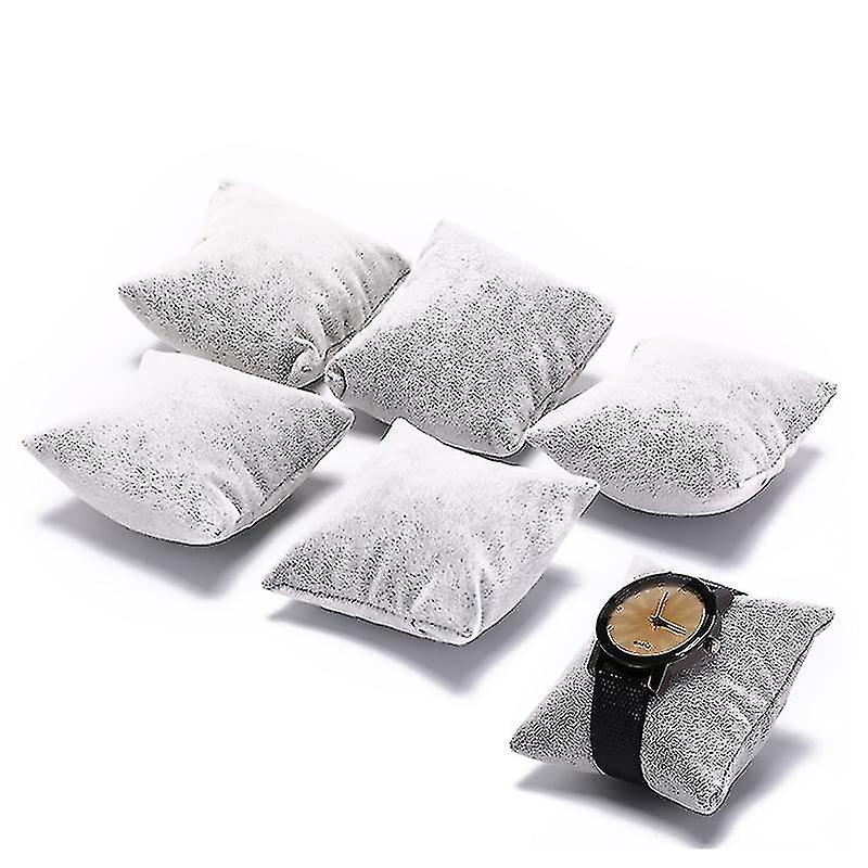Set med 5 grå sammet klocka armband kuddar kuddar för fodral Box Display A